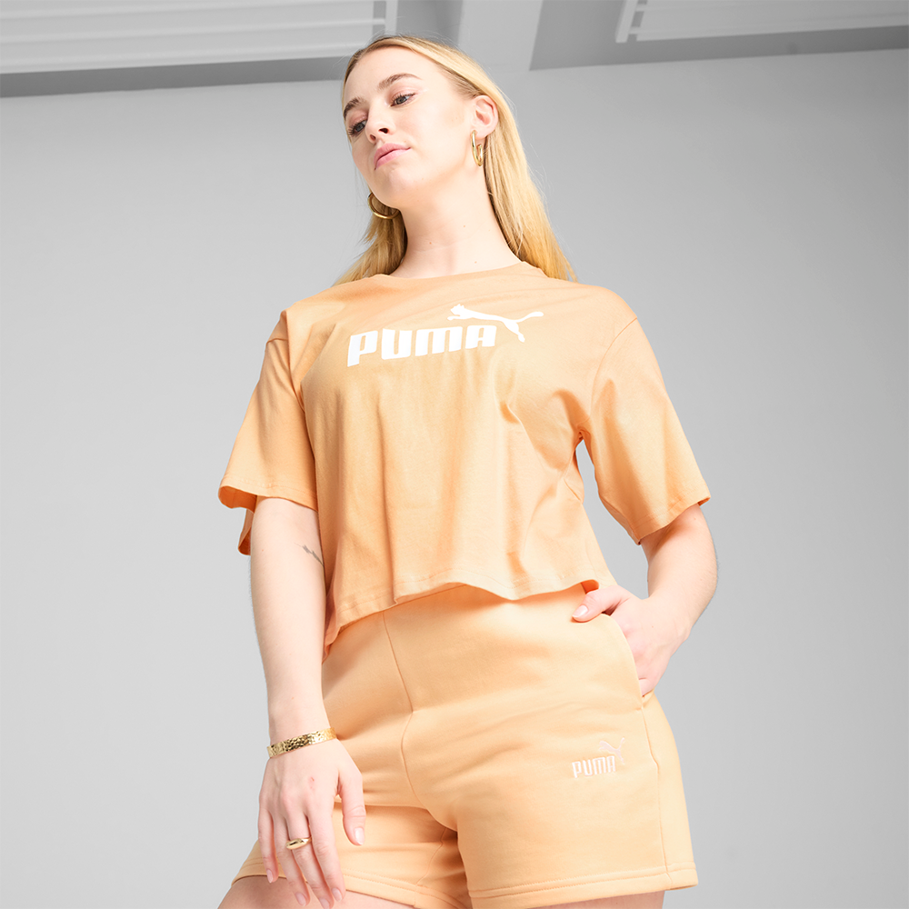 Áo Thun Tay Ngắn Nữ Puma Essential Cropped No. 1 Logo - Cam - Supersports Vietnam
