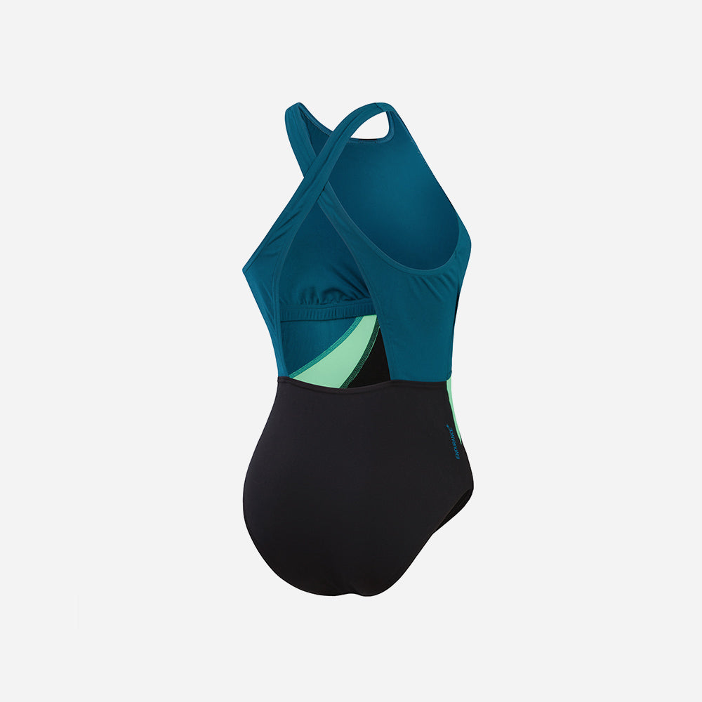 Đồ Bơi Một Mảnh Nữ Speedo Colourblock High Neck X Back - Xanh Dương - Supersports Vietnam