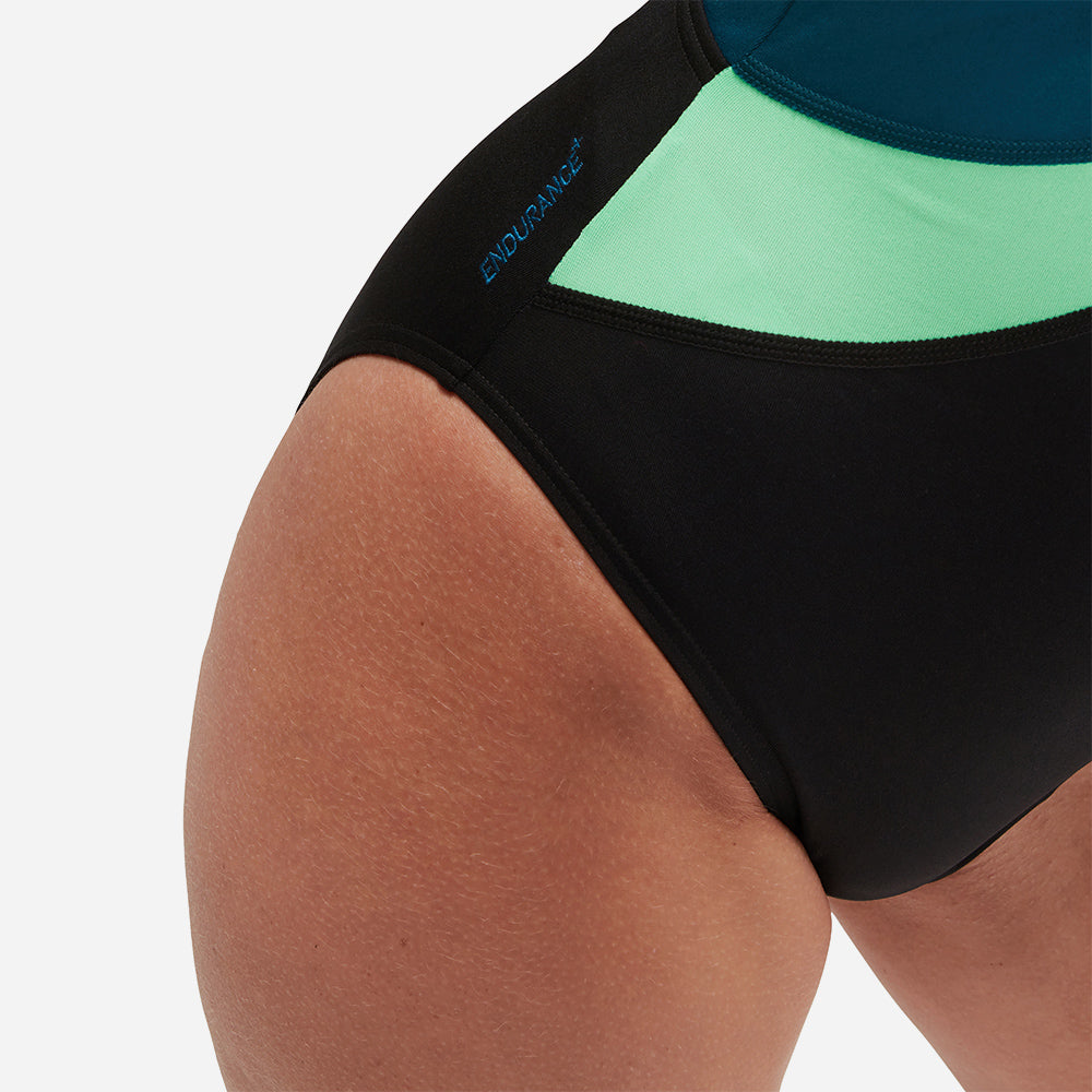Đồ Bơi Một Mảnh Nữ Speedo Colourblock High Neck X Back - Xanh Dương - Supersports Vietnam
