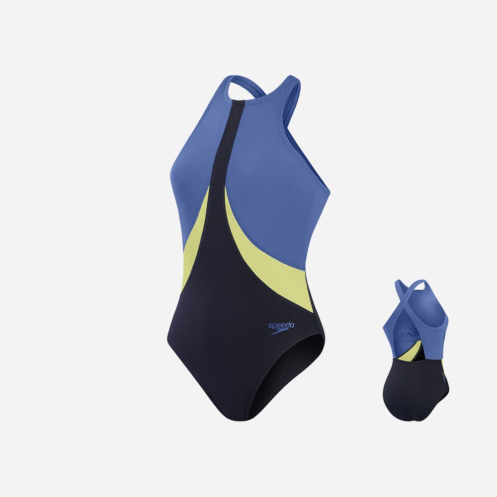 Đồ Bơi Một Mảnh Nữ Speedo Colourblock High Neck X Back - Xanh Dương - Supersports Vietnam