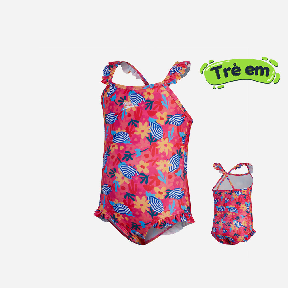 Đồ Bơi Một Mảnh Bé Gái Speedo Allover Digital Print Frill Thinstrap - Hồng - Supersports Vietnam