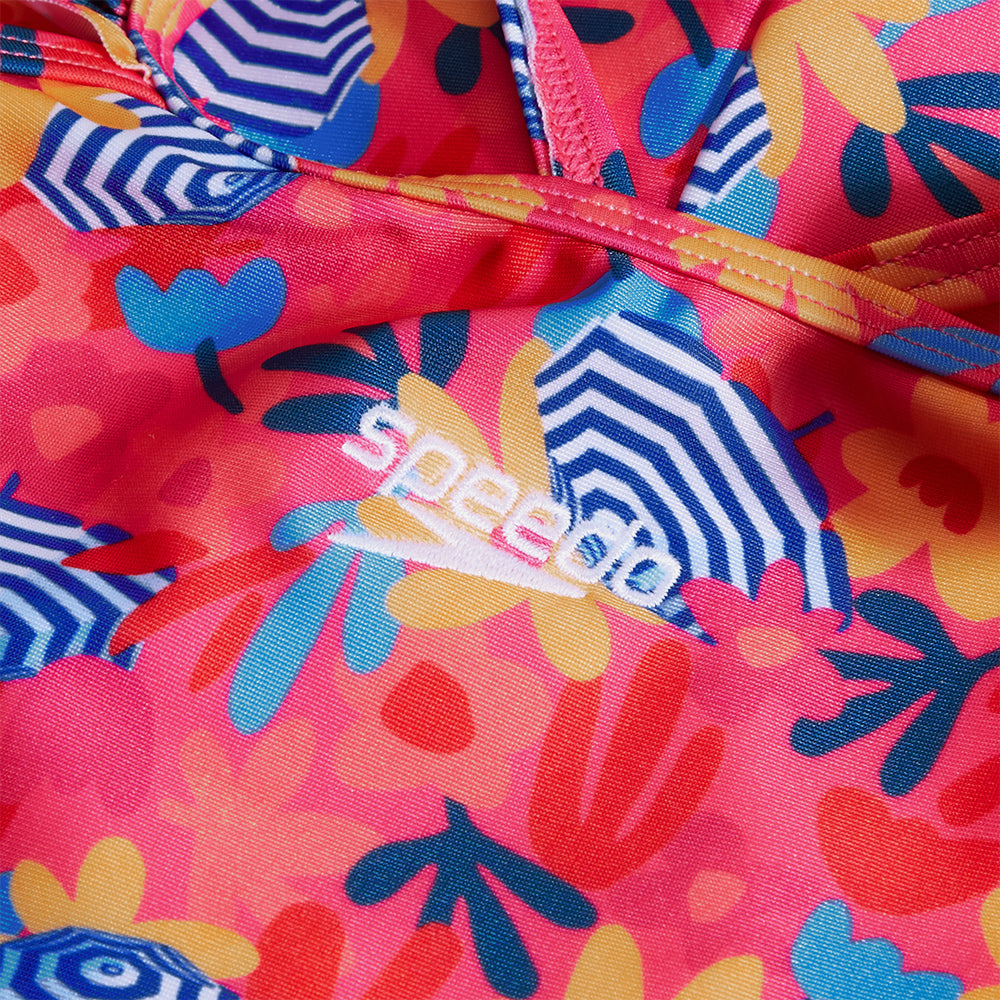 Đồ Bơi Một Mảnh Bé Gái Speedo Allover Digital Print Frill Thinstrap - Hồng - Supersports Vietnam