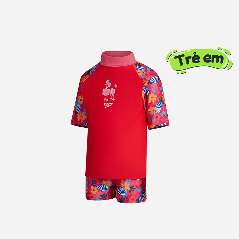 Đồ Bơi Hai Mảnh Bé Gái Speedo Digital Printed Rash - Đỏ - Supersports Vietnam