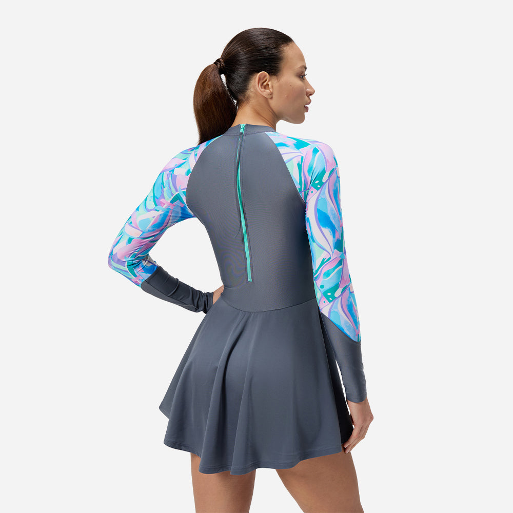 Đồ Bơi Một Mảnh Nữ Speedo Printed Long Sleeve (Asia Fit) - Xám - Supersports Vietnam