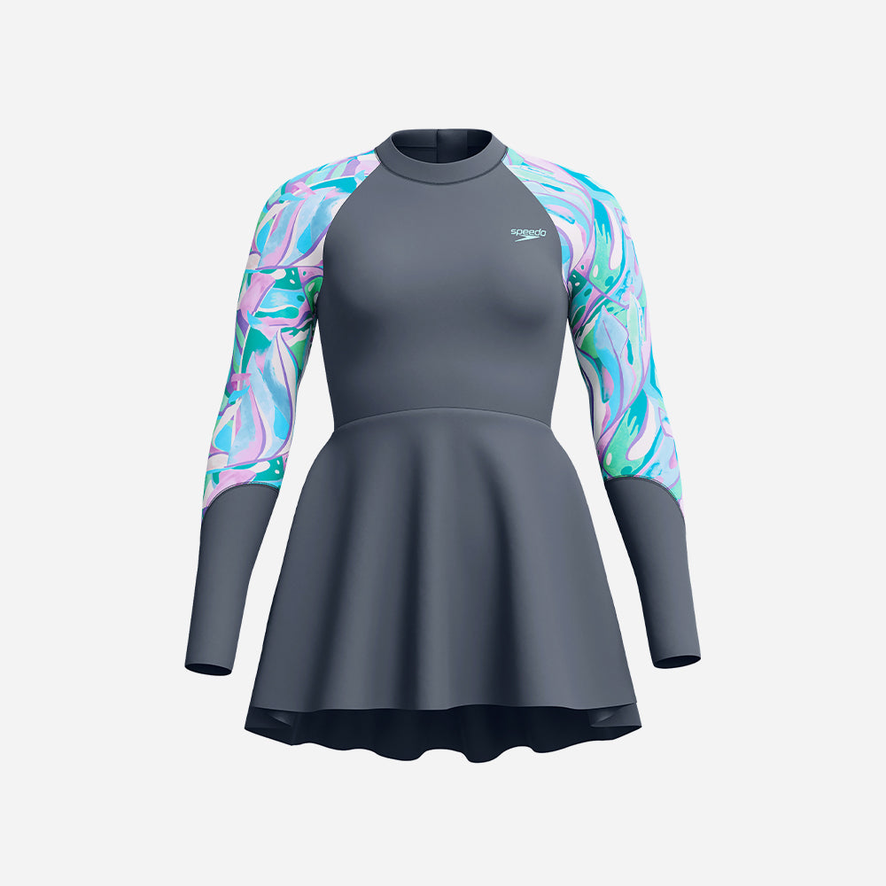 Đồ Bơi Một Mảnh Nữ Speedo Printed Long Sleeve (Asia Fit) - Xám - Supersports Vietnam