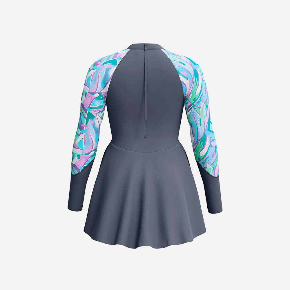 Đồ Bơi Một Mảnh Nữ Speedo Printed Long Sleeve (Asia Fit) - Xám - Supersports Vietnam