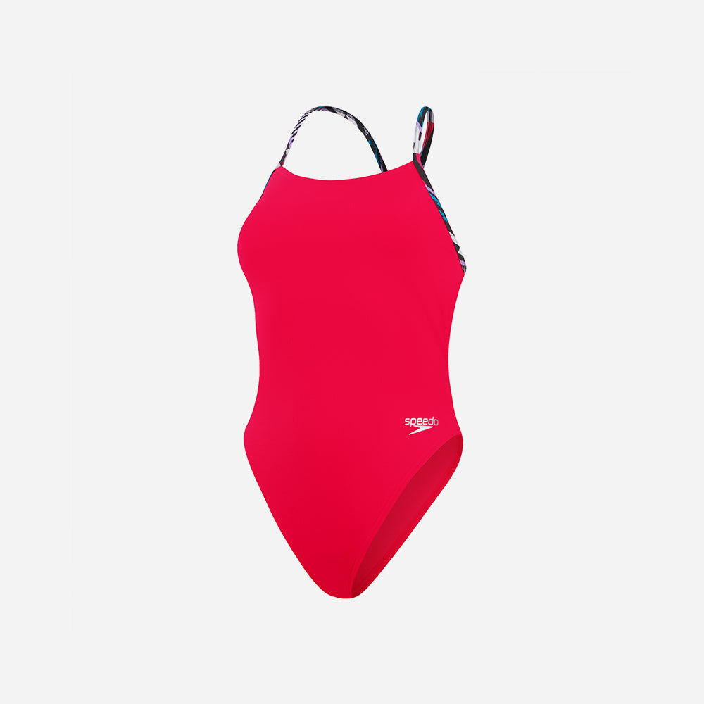 Đồ Bơi Một Mảnh Nữ Speedo Solid Lattice Tie Back - Đỏ - Supersports Vietnam