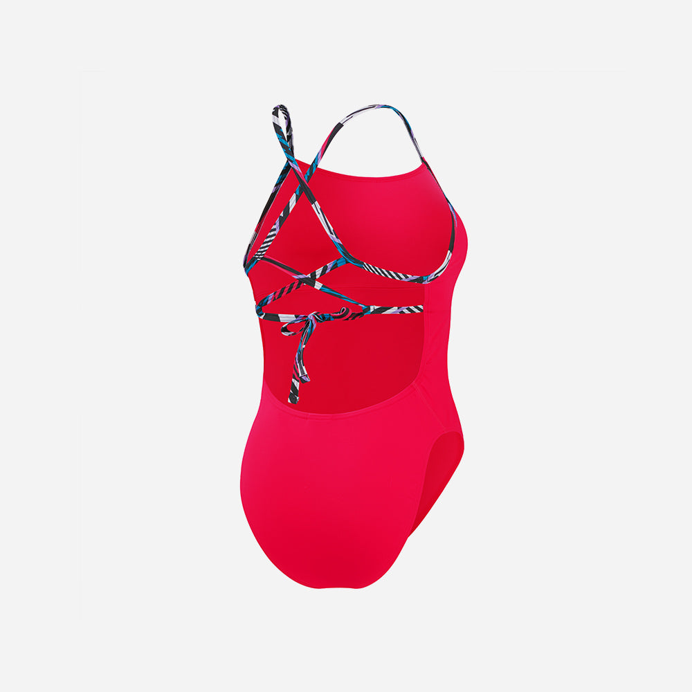 Đồ Bơi Một Mảnh Nữ Speedo Solid Lattice Tie Back - Đỏ - Supersports Vietnam