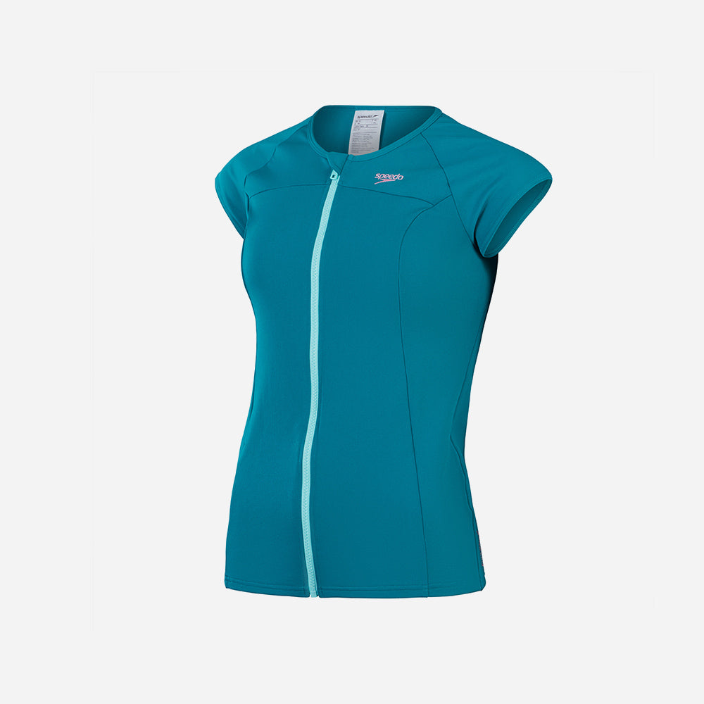 Áo Bơi Chống Nắng Nữ Speedo Zip Sun Protection - Xanh Dương - Supersports Vietnam