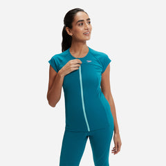 Áo Bơi Chống Nắng Nữ Speedo Zip Sun Protection - Xanh Dương - Supersports Vietnam
