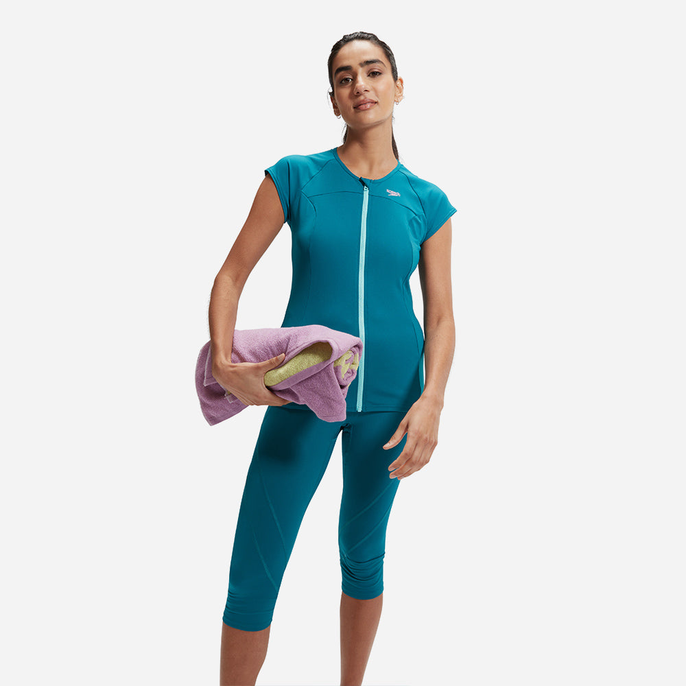 Áo Bơi Chống Nắng Nữ Speedo Zip Sun Protection - Xanh Dương - Supersports Vietnam