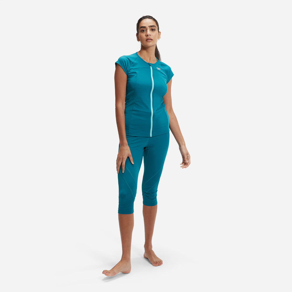 Áo Bơi Chống Nắng Nữ Speedo Zip Sun Protection - Xanh Dương - Supersports Vietnam