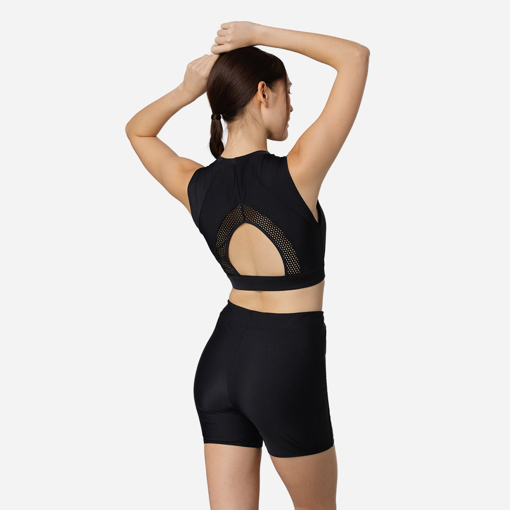 Áo Bơi Nữ Speedo Solid With Mesh - Đen - Supersports Vietnam