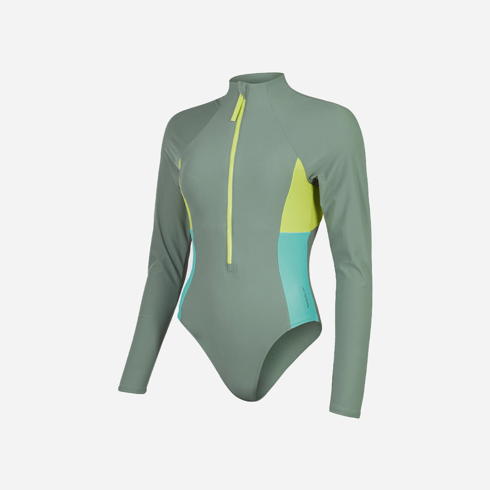 Đồ Bơi Một Mảnh Nữ Speedo Zip Colour Block - Xanh Lá - Supersports Vietnam