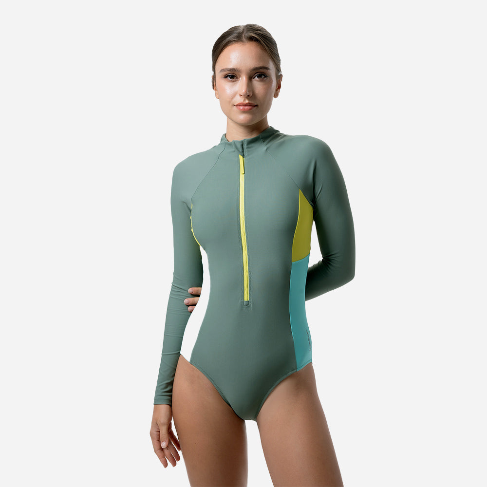 Đồ Bơi Một Mảnh Nữ Speedo Zip Colour Block - Xanh Lá - Supersports Vietnam