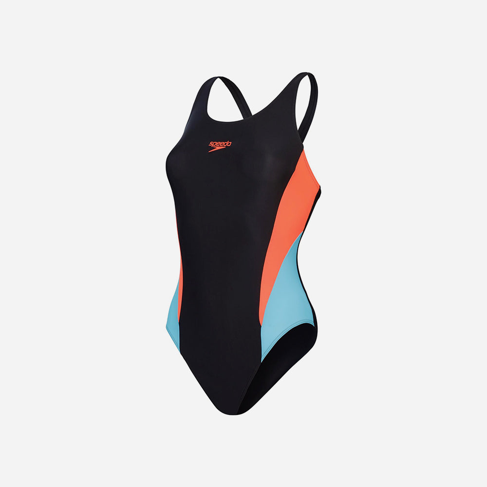 Đồ Bơi Một Mảnh Nữ Speedo Color Block Splice High Neck - Đen - Supersports Vietnam