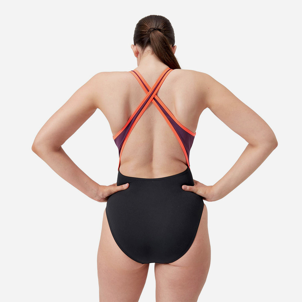 Bộ Đồ Bơi Nữ Speedo High Neck Splice X Back - Đen - Supersports Vietnam