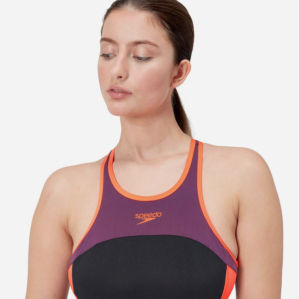 Bộ Đồ Bơi Nữ Speedo High Neck Splice X Back - Đen - Supersports Vietnam