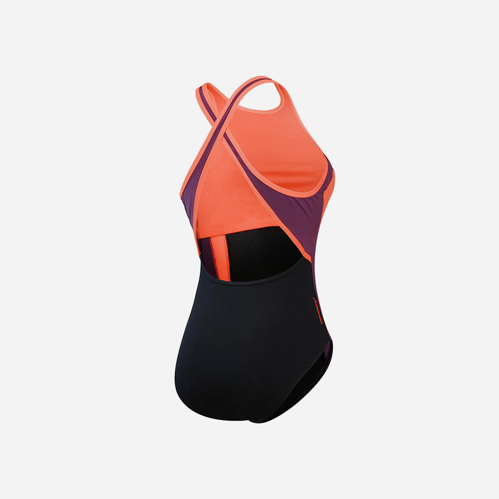Bộ Đồ Bơi Nữ Speedo High Neck Splice X Back - Đen - Supersports Vietnam