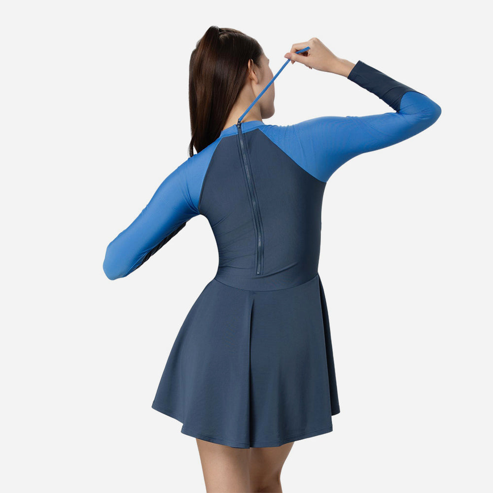Bộ Đồ Bơi Chống Nắng Nữ Speedo Solid Swim Dress - Xanh Dương - Supersports Vietnam