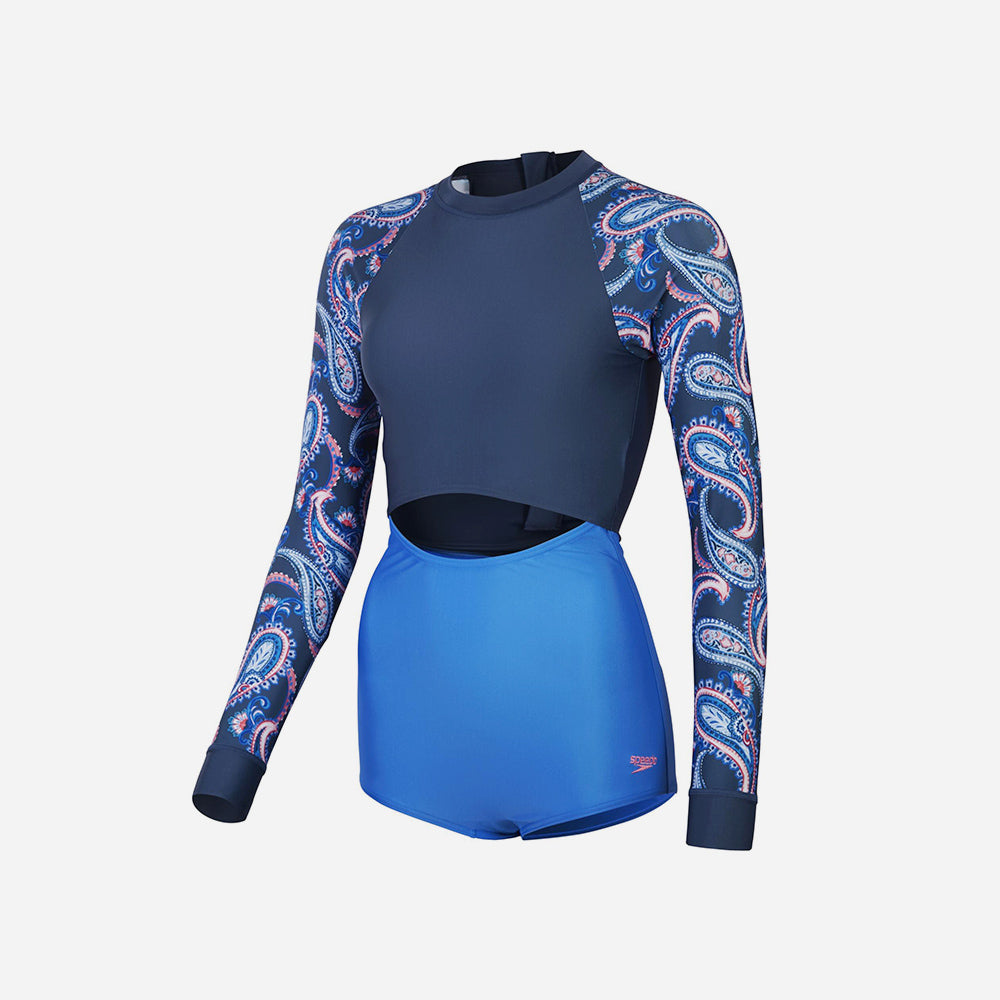 Bộ Đồ Bơi Chống Nắng Nữ Speedo Long Sleeve - Xanh Dương - Supersports Vietnam