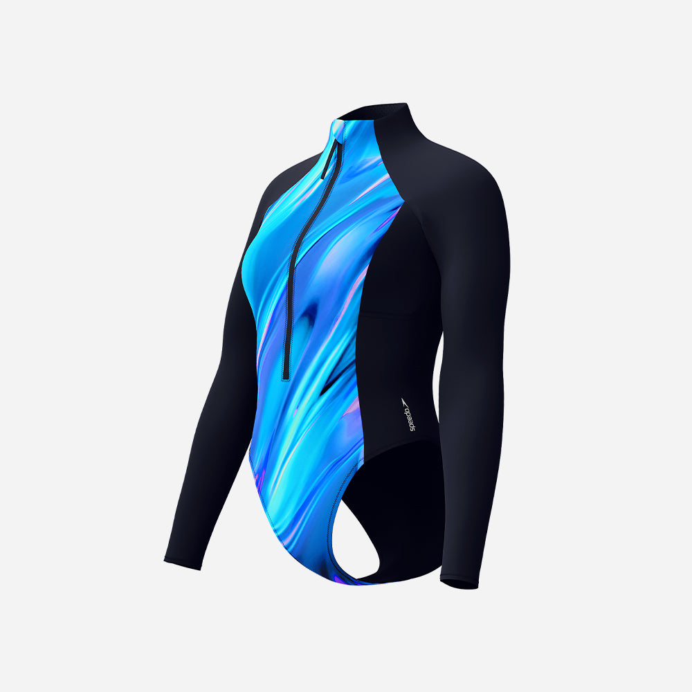 Bộ Đồ Bơi Chống Nắng Nữ Speedo Hydraline Printed - Xanh Dương - Supersports Vietnam