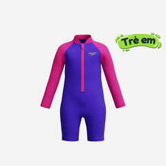 Đồ Bơi Chống Nắng Bé Gái Speedo Long Sleeves Zip - Tím - Supersports Vietnam
