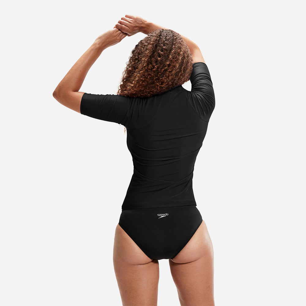 Áo Bơi Chống Nắng Nữ Speedo Essential Sun Protection - Đen - Supersports Vietnam