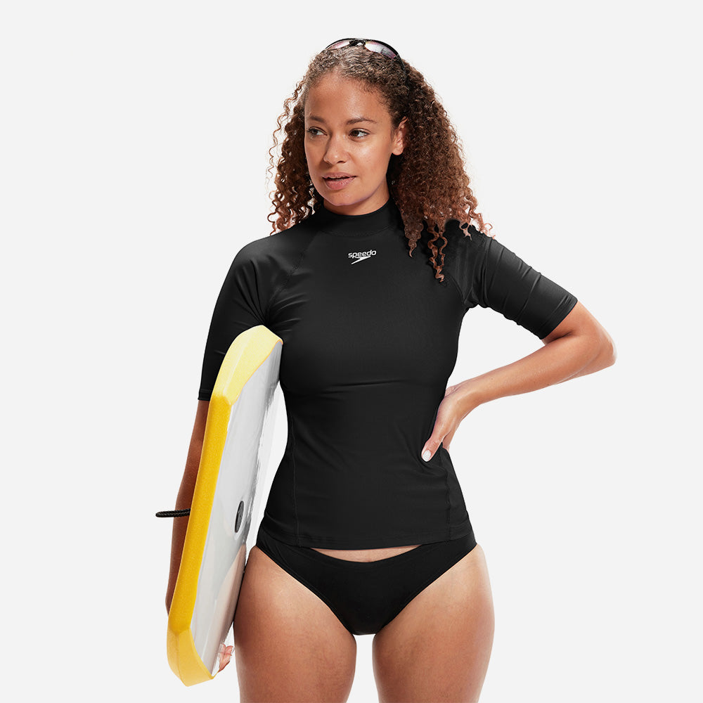 Áo Bơi Chống Nắng Nữ Speedo Essential Sun Protection - Đen - Supersports Vietnam