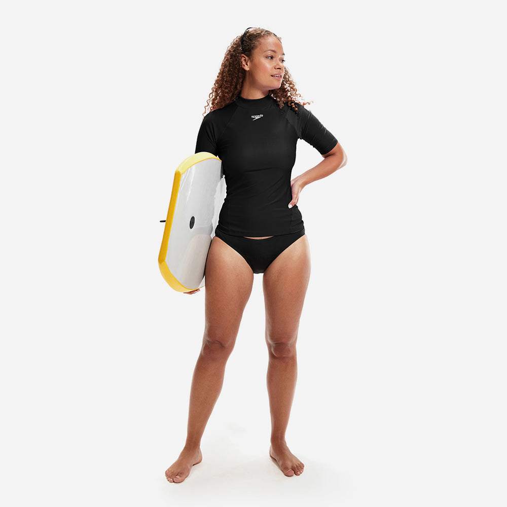 Áo Bơi Chống Nắng Nữ Speedo Essential Sun Protection - Đen - Supersports Vietnam