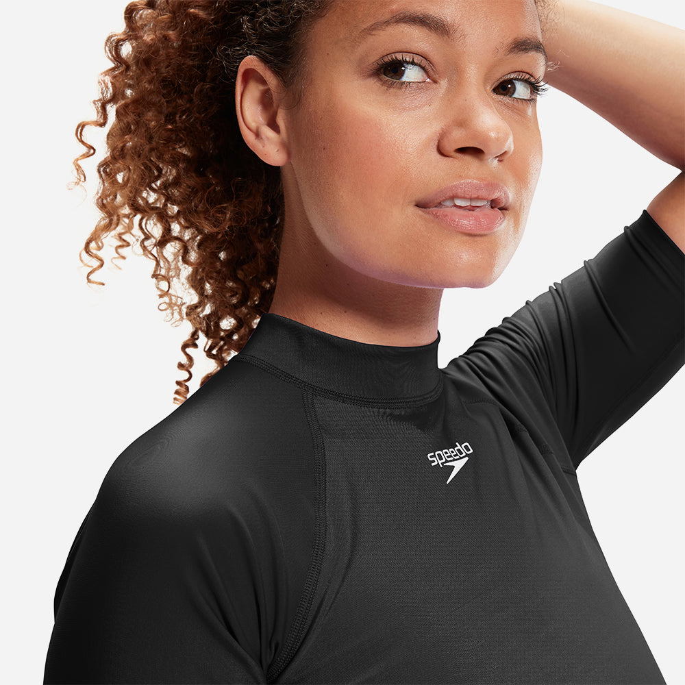 Áo Bơi Chống Nắng Nữ Speedo Essential Sun Protection - Đen - Supersports Vietnam