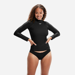 Áo Bơi Chống Nắng Nữ Speedo Essential Sun Protection - Đen - Supersports Vietnam