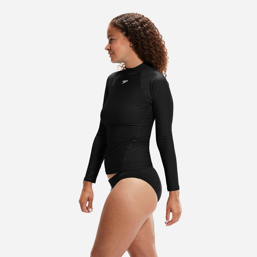 Áo Bơi Chống Nắng Nữ Speedo Essential Sun Protection - Đen - Supersports Vietnam
