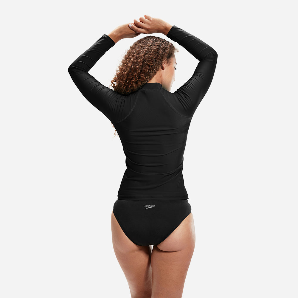 Áo Bơi Chống Nắng Nữ Speedo Essential Sun Protection - Đen - Supersports Vietnam