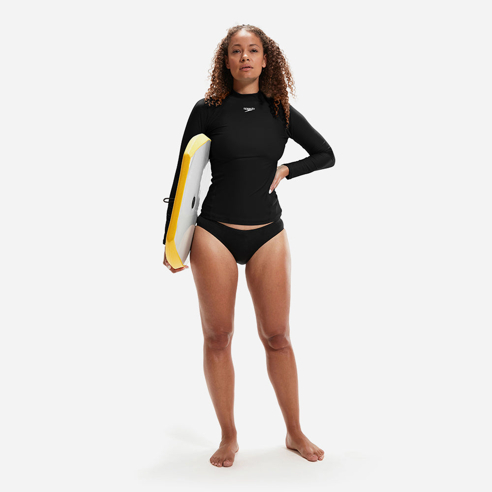 Áo Bơi Chống Nắng Nữ Speedo Essential Sun Protection - Đen - Supersports Vietnam