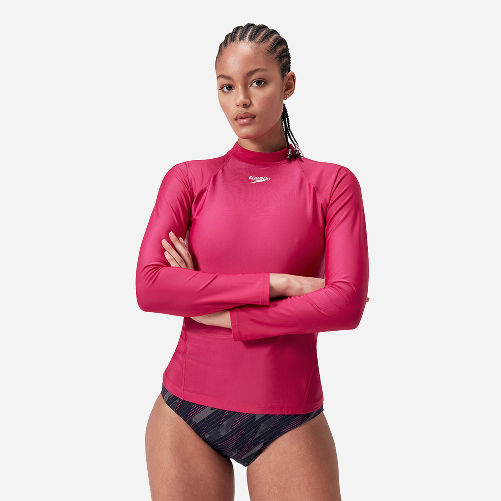 Áo Bơi Chống Nắng Nữ Speedo Essential Sun Protection - Hồng - Supersports Vietnam