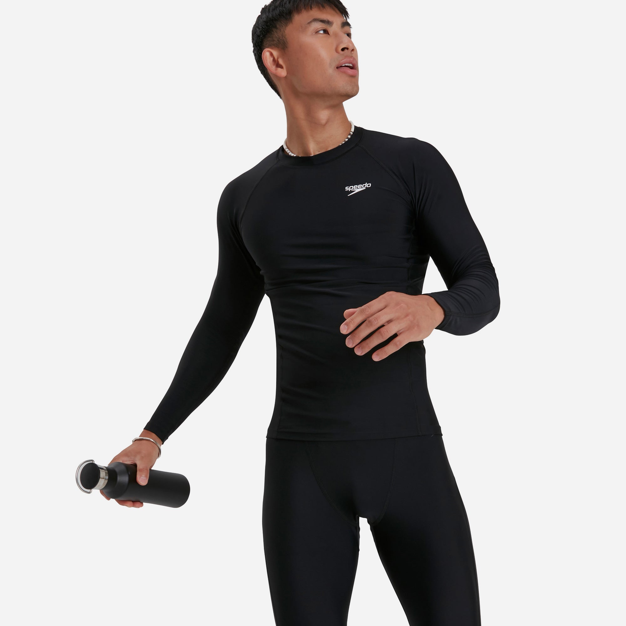 Áo Bơi Chống Nắng Nam Speedo Ls Sp Top Am Black/White - Supersports Vietnam