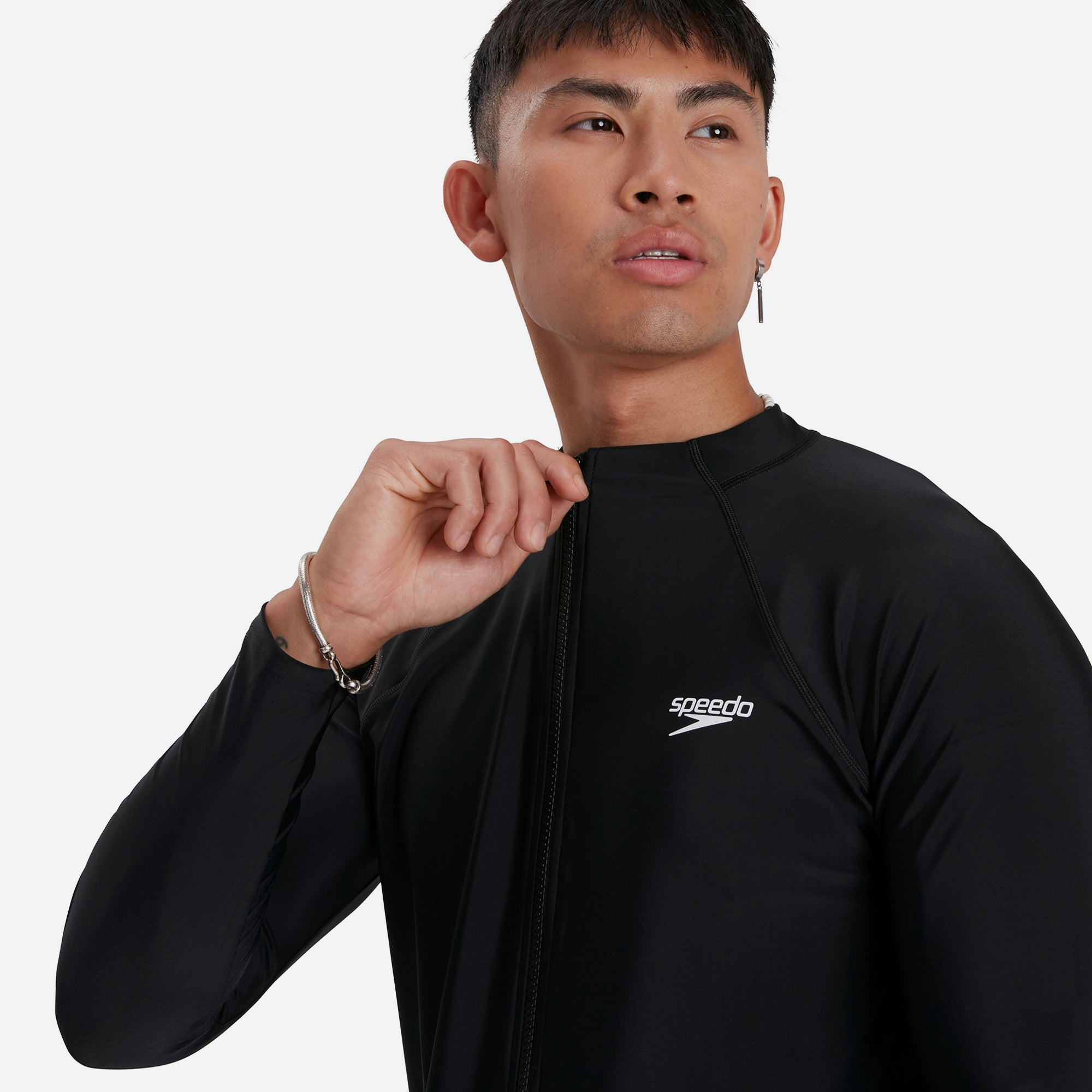 Áo Bơi Chống Nắng Tay Dài Nam Speedo Essentials - Đen - Supersports Vietnam