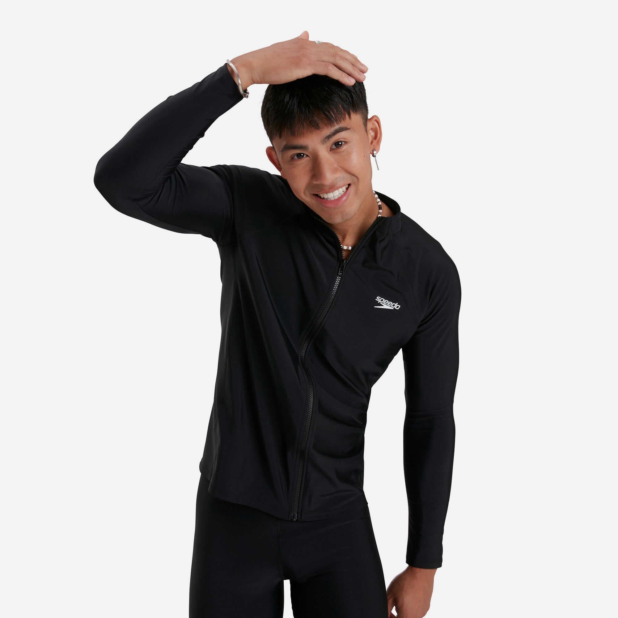 Áo Bơi Chống Nắng Nam Speedo Ls Zip Sunt Am Black - Supersports Vietnam