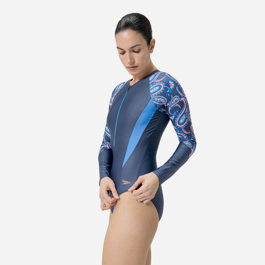 Bộ Đồ Bơi Chống Nắng Nữ Speedo Printed Panel - Xanh Dương