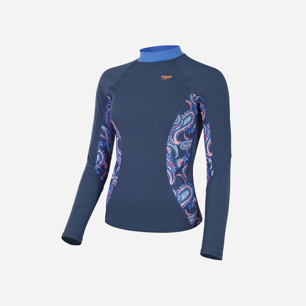 Áo Bơi Chống Nắng Nữ Speedo Printed Splice - Xanh Dương - Supersports Vietnam