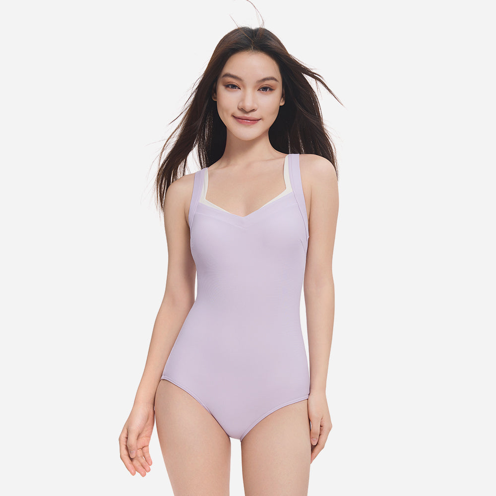 Đồ Bơi Một Mảnh Nữ Speedo Female Story Shaping Double Stripe - Tím - Supersports Vietnam