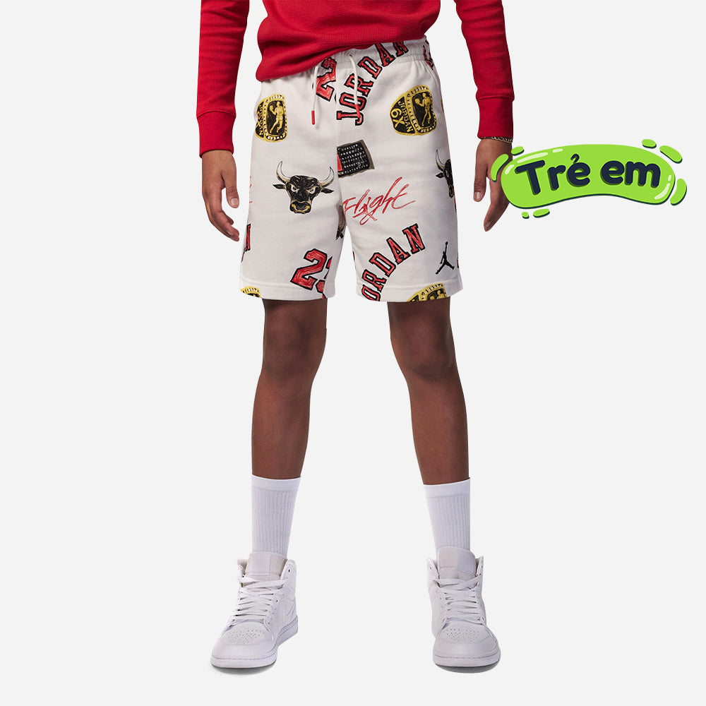 Quần Ngắn Bé Trai Jordan Mj Essentials Ft Aop - Trắng - Supersports Vietnam