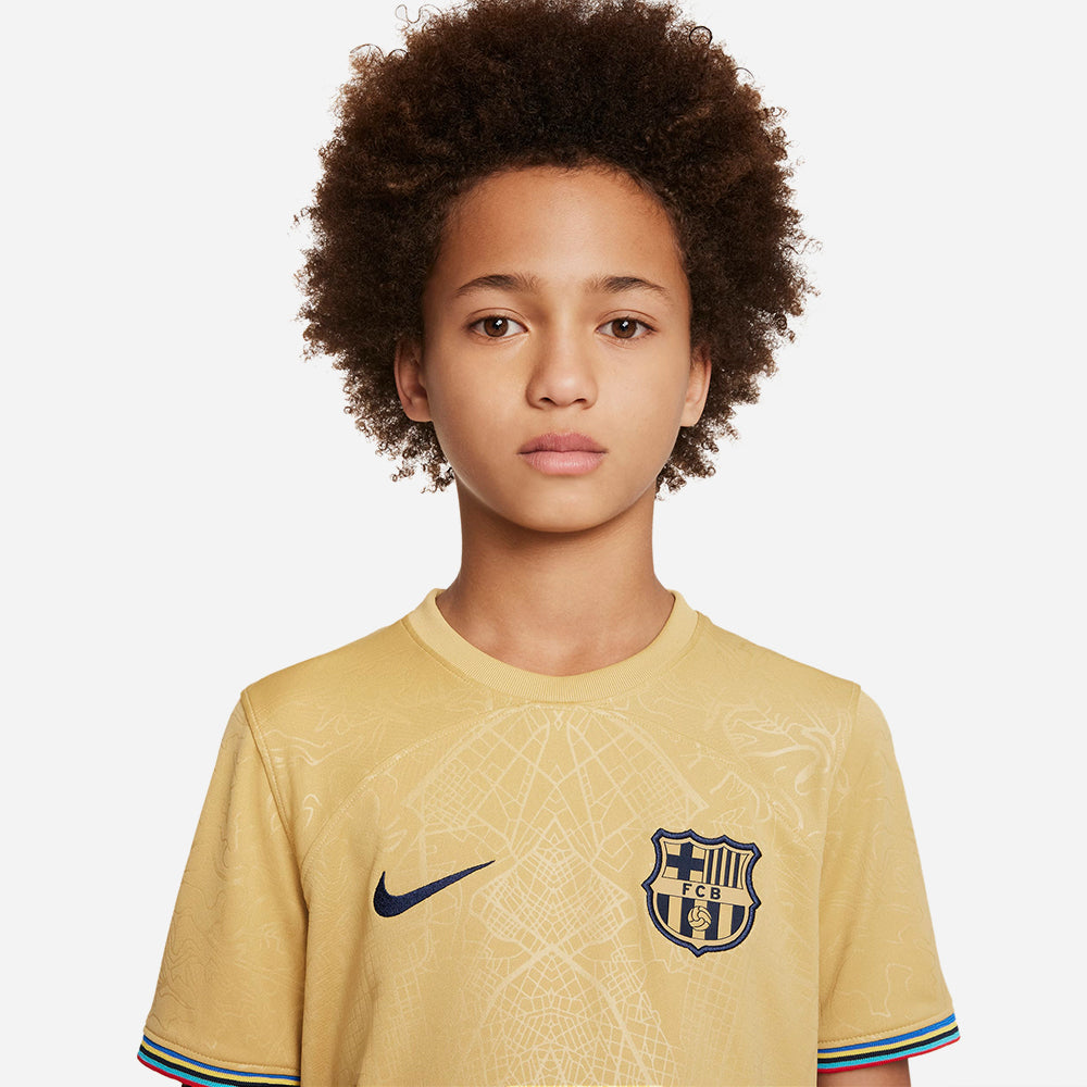 Áo Đá Bóng Bé Trai Nike Fc Barcelona Sân Khách 2022/23 - Vàng - Supersports Vietnam