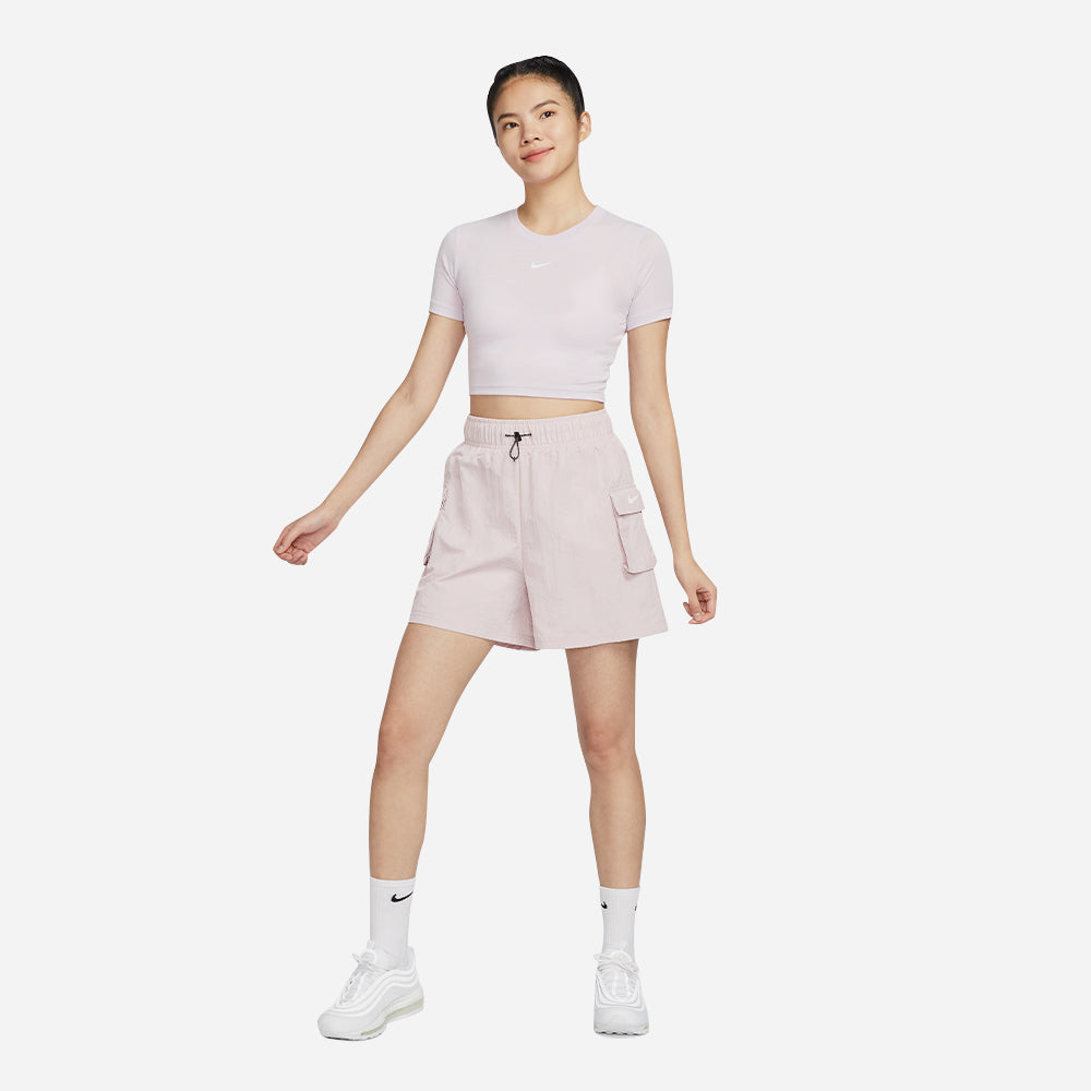 Quần Ngắn Thể Thao Nữ Nike Essential Woven High Rise - Hồng - Supersports Vietnam