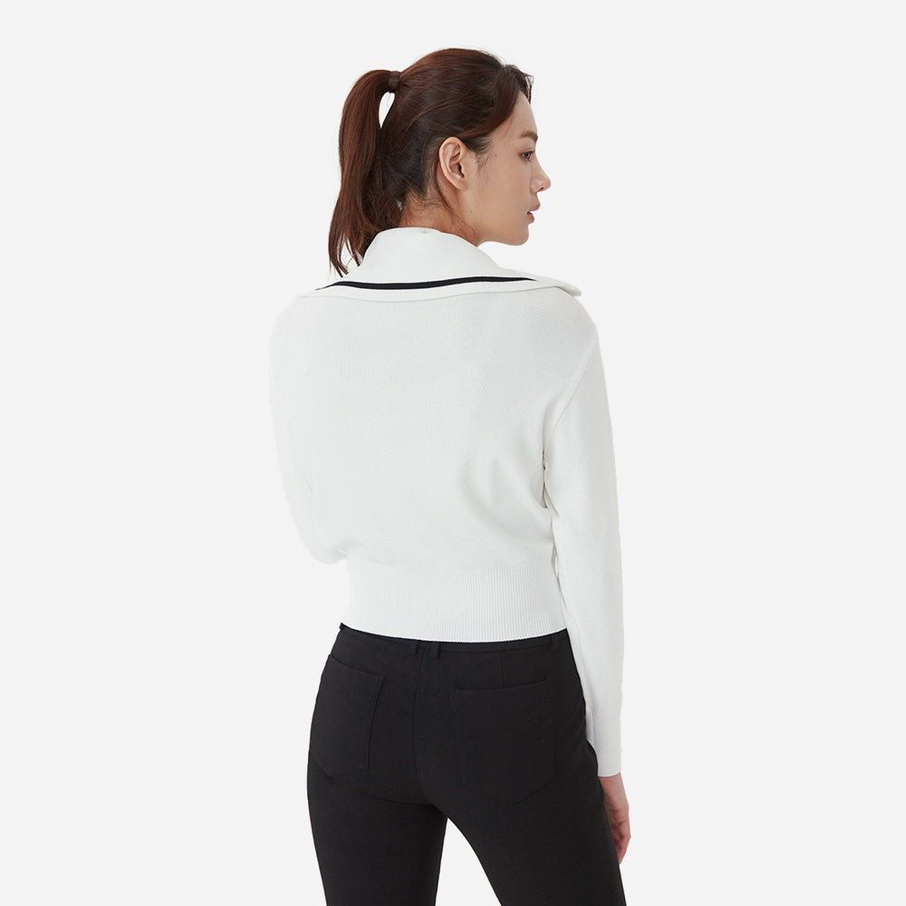 Áo Khoác Golf Nữ Descente Wide Collar Cardigan - Trắng - Supersports Vietnam