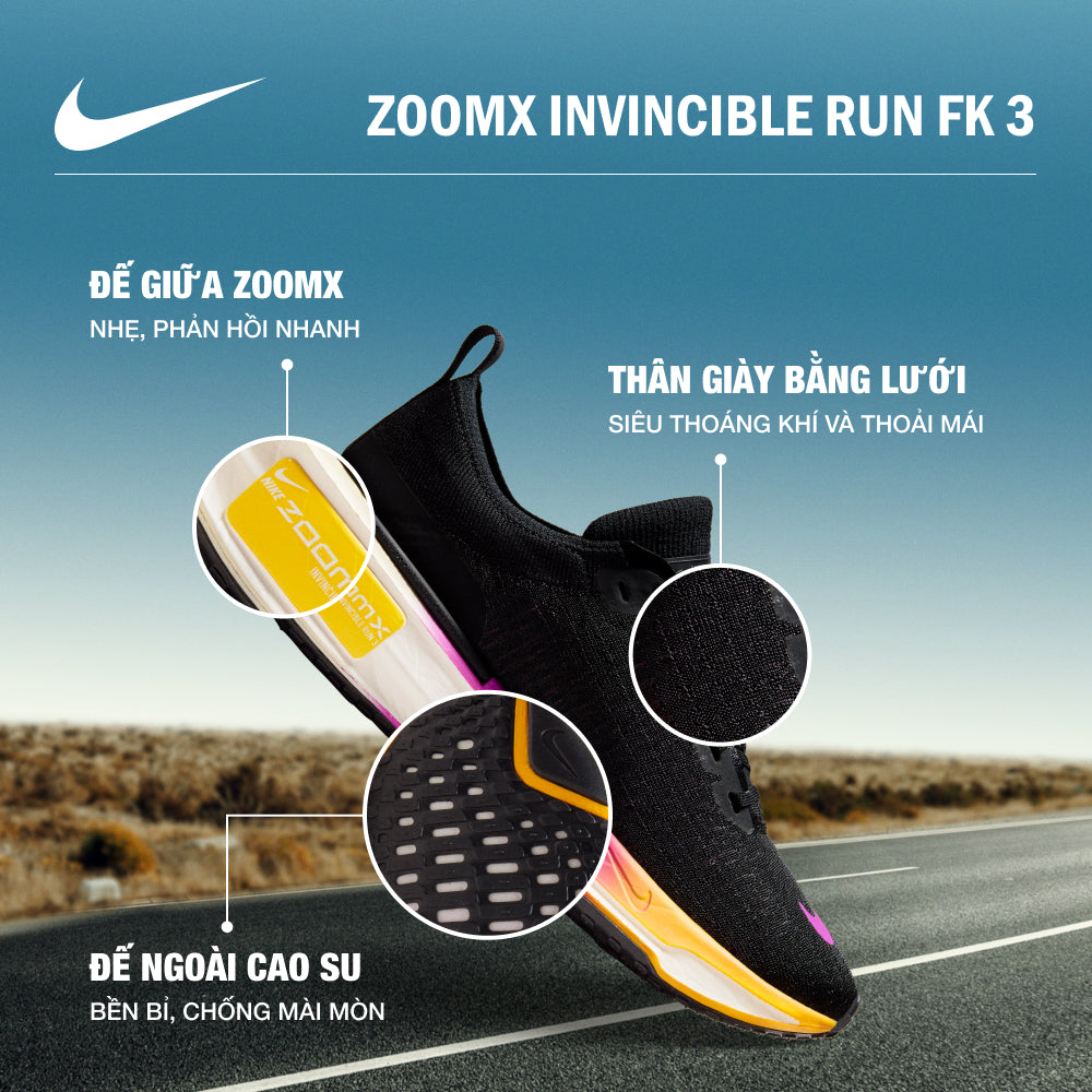 Giày Chạy Bộ Nữ Nike Zoomx Invincible Run Fk 3 - Đen - Supersports Vietnam