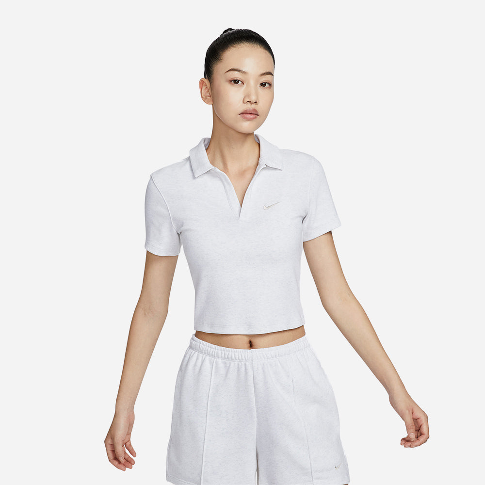 Áo Polo Nữ Nike Sportswear Essential Short-Sleeve Cropped - Trắng - Supersports Vietnam
