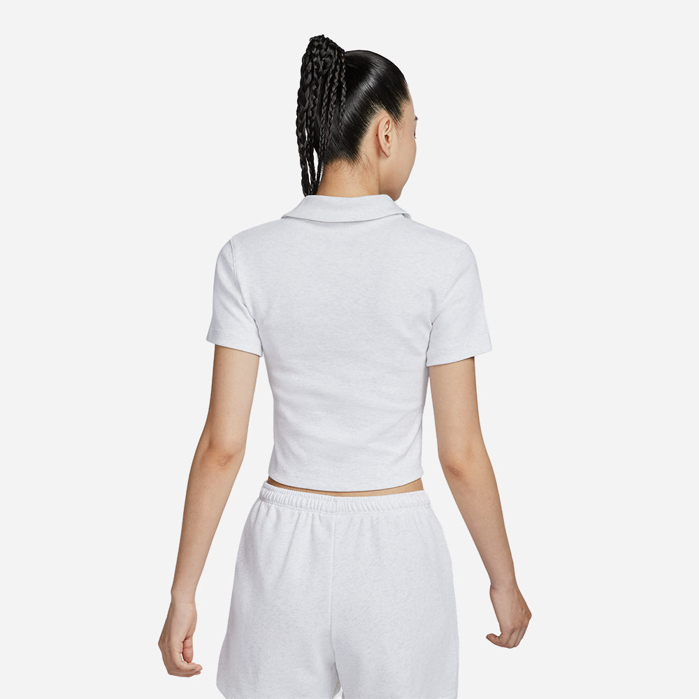 Áo Polo Nữ Nike Sportswear Essential Short-Sleeve Cropped - Trắng - Supersports Vietnam