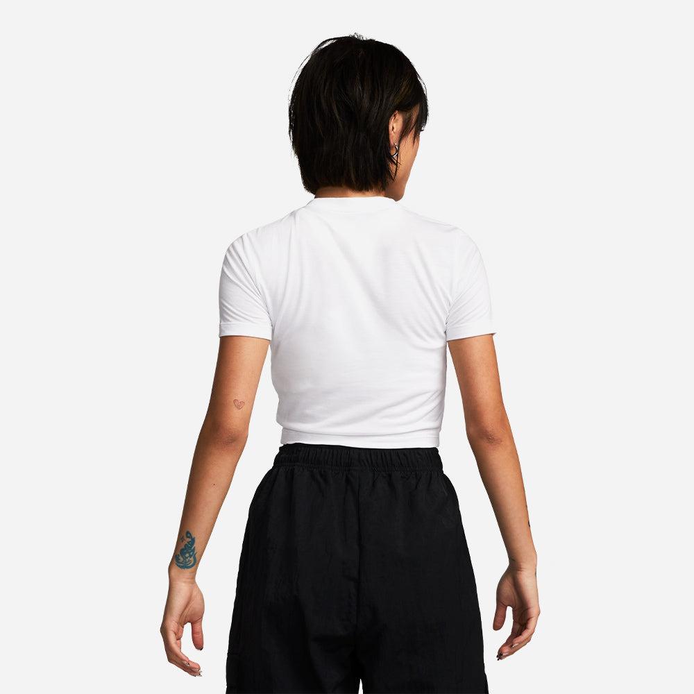 Áo Crop Top Tay Ngắn Nữ Nike Essential Slim-Fit - Trắng - Supersports Vietnam